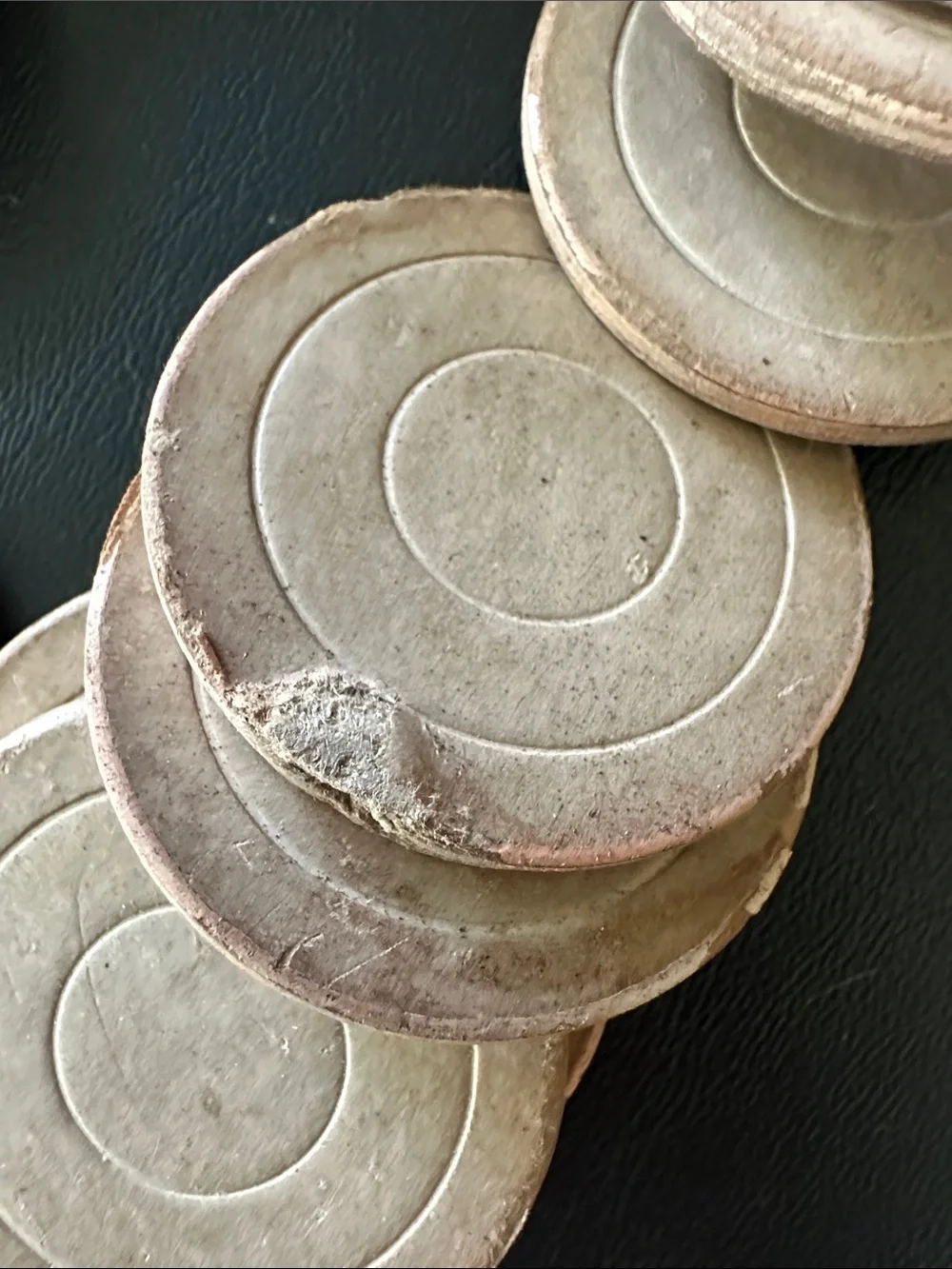 Vintage Dark Wood Caddy with Cardboard Poker Chips